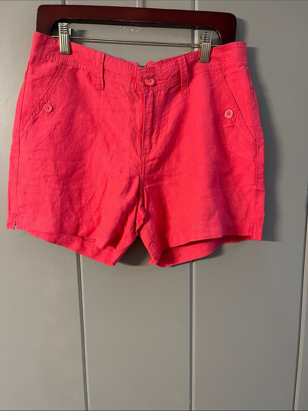 Calvin Klein Shorts Linen Coral Orange Coastal Quiet Luxury Old Money Beach Sz 6